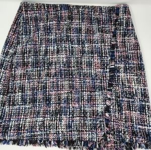 Loft Tweed‎ Fringed Multi-Color Skirt Size 8